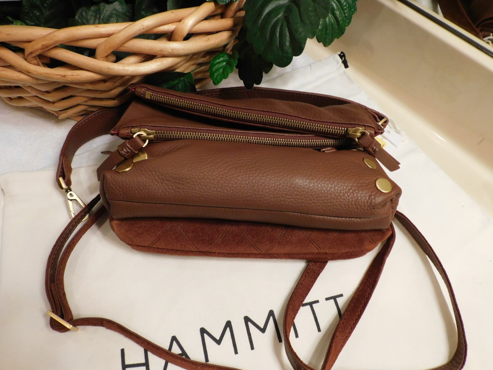 NWT HAMMITT DILLON SML CHOCOLATE DIAMOND SUEDE $445** FREE SHIPPING*