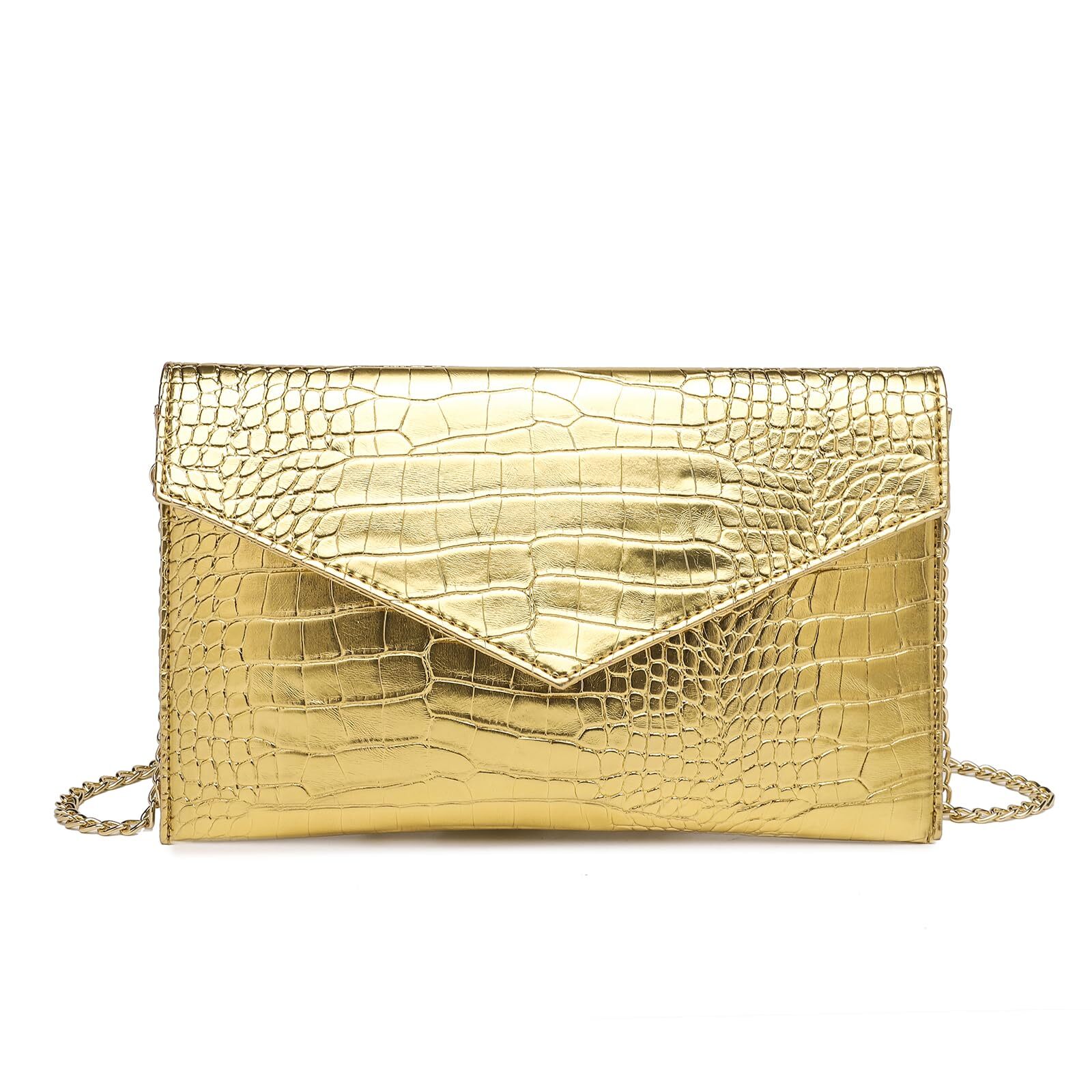Envelope Clutch Purse Leather Handbag Evening Bag with Chain Wedding Party Prom