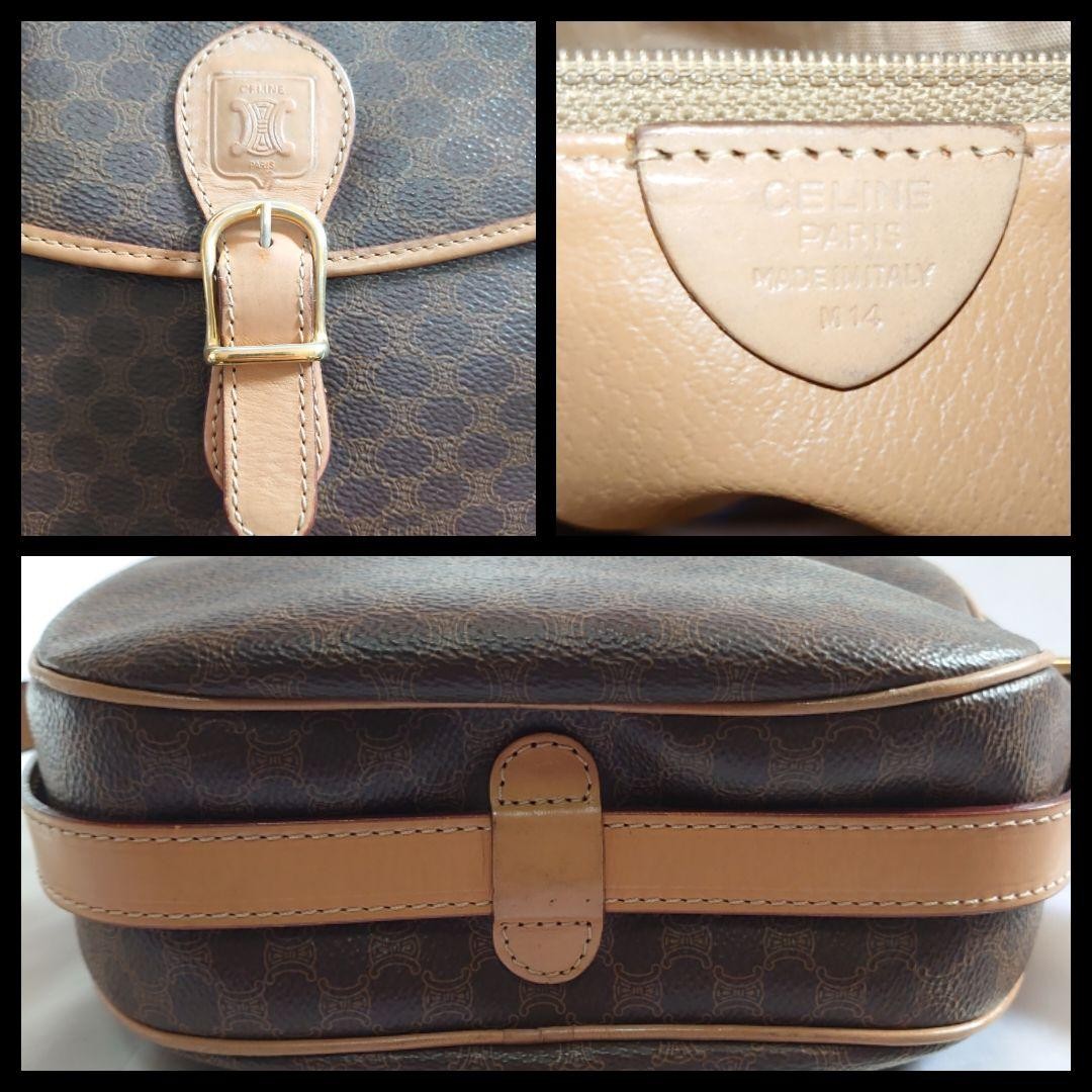 Vintage CELINE Small Leather Shoulder Bag Crossbody 23x18x8cm Auth From Japan