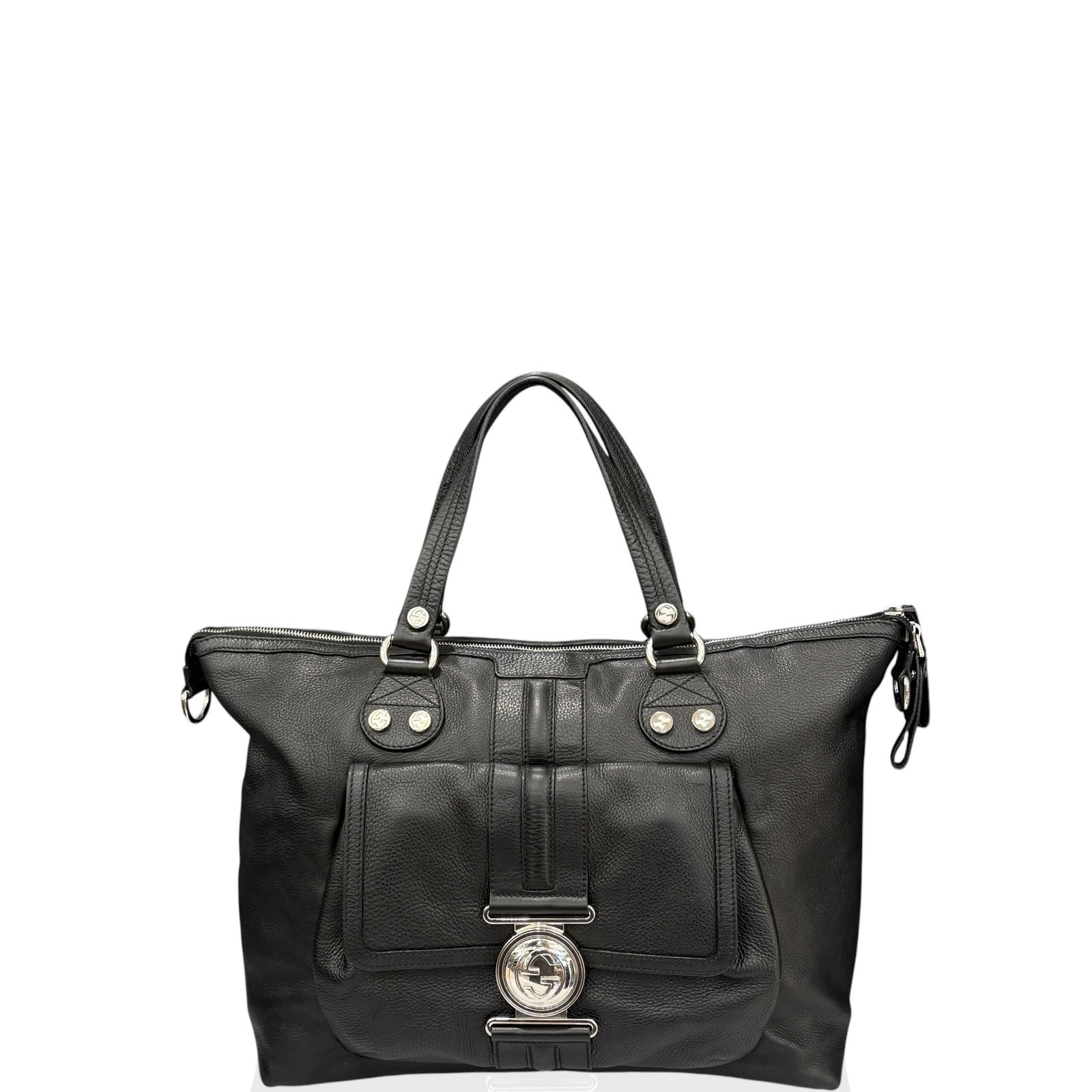 Gucci Interlocking G Handbag Black Soft Grained Calfskin (gv042426b2)