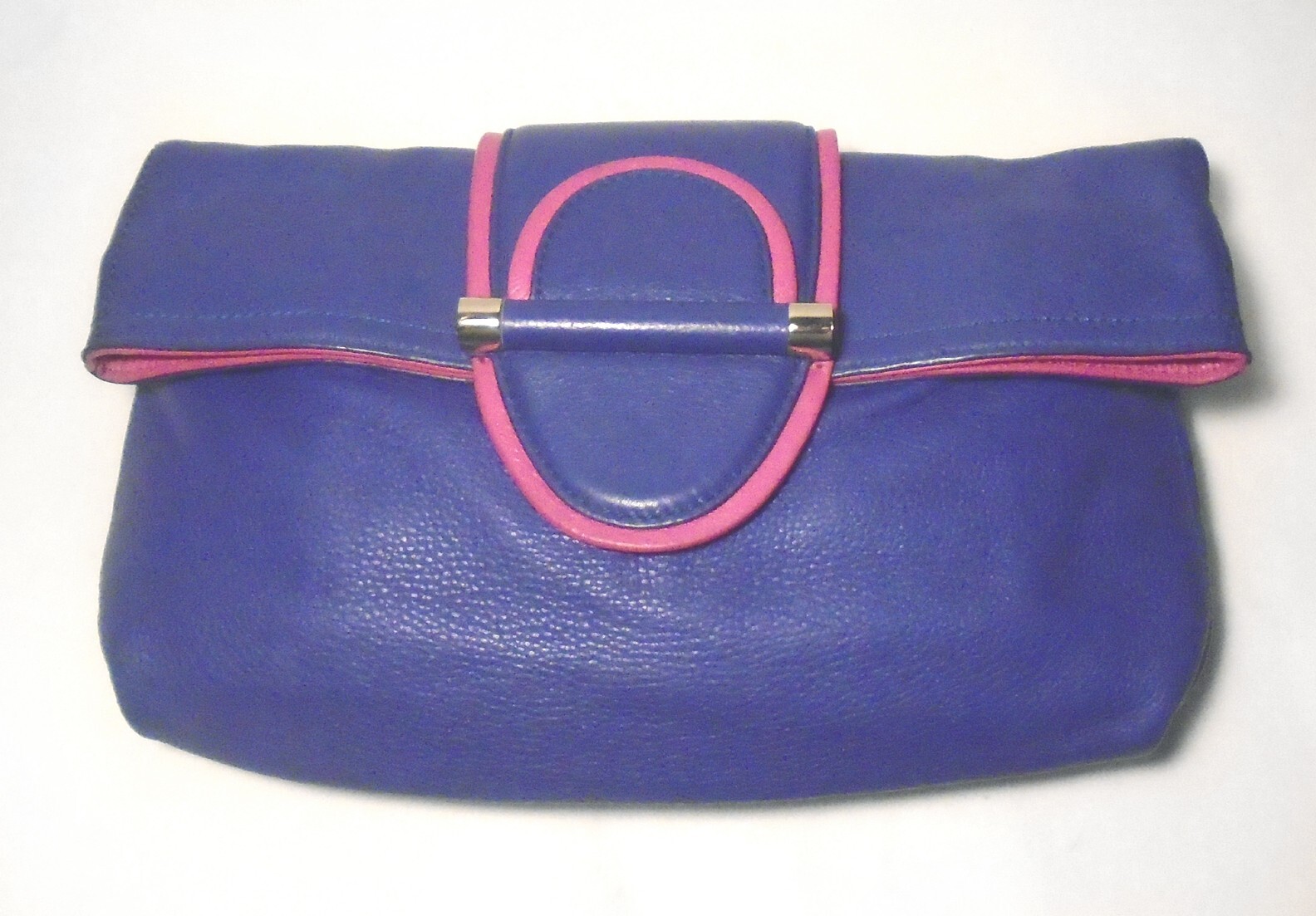 Fabulous BILL BLASS Hot Pink/Blue LEATHER CLUTCH BAG