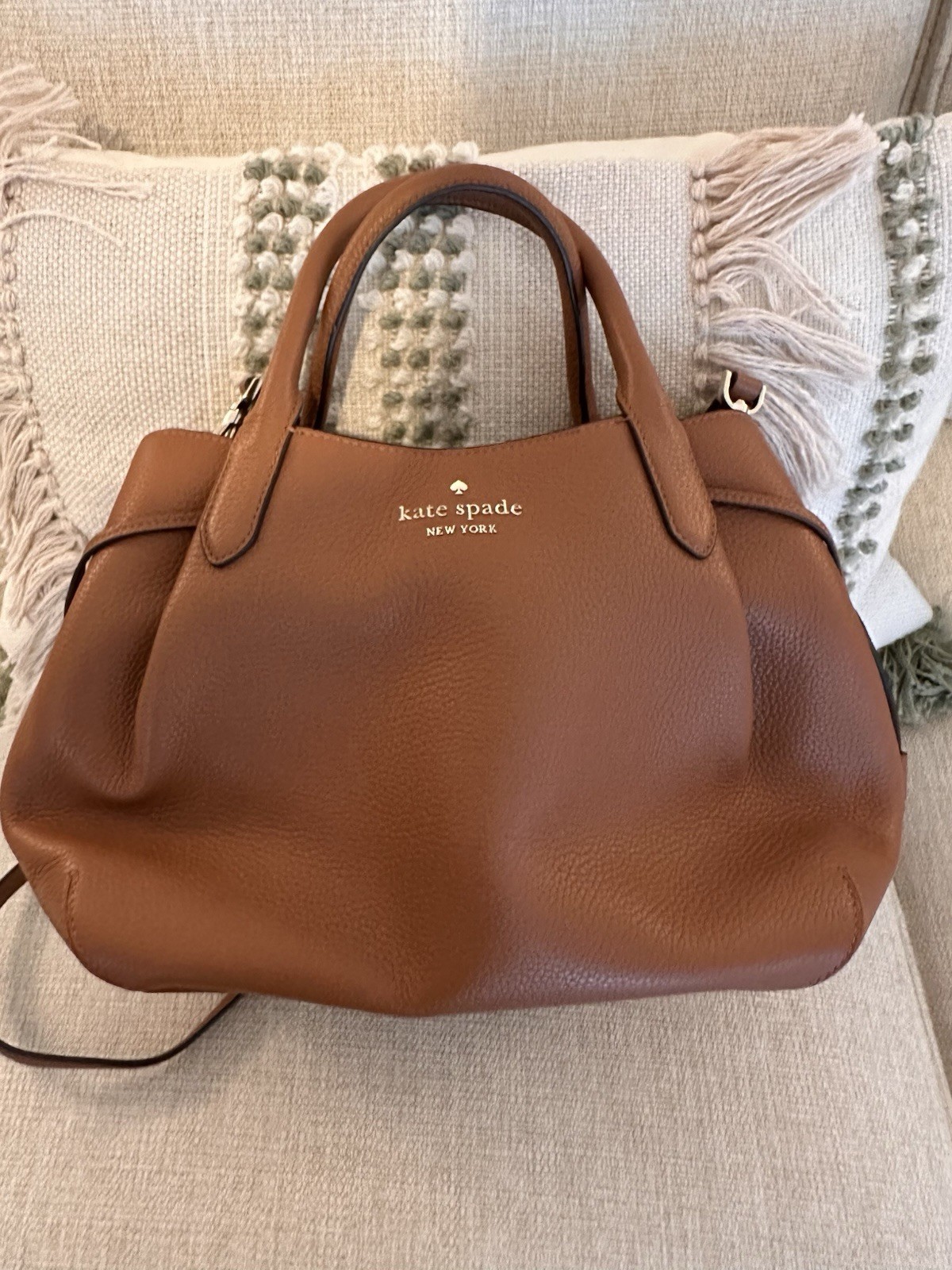 Kate Spade New York K8134 Women’s Pebbled Leather Dumpling Large Satchel – Brown
