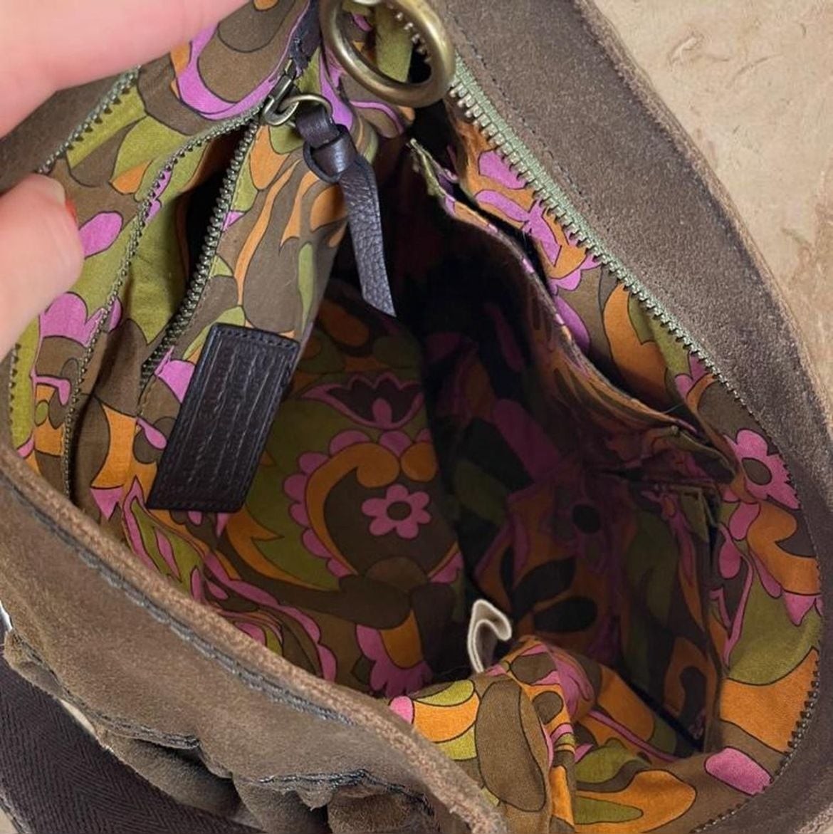Vintage Lucky Brand Suede Hobo Shoulder Bag