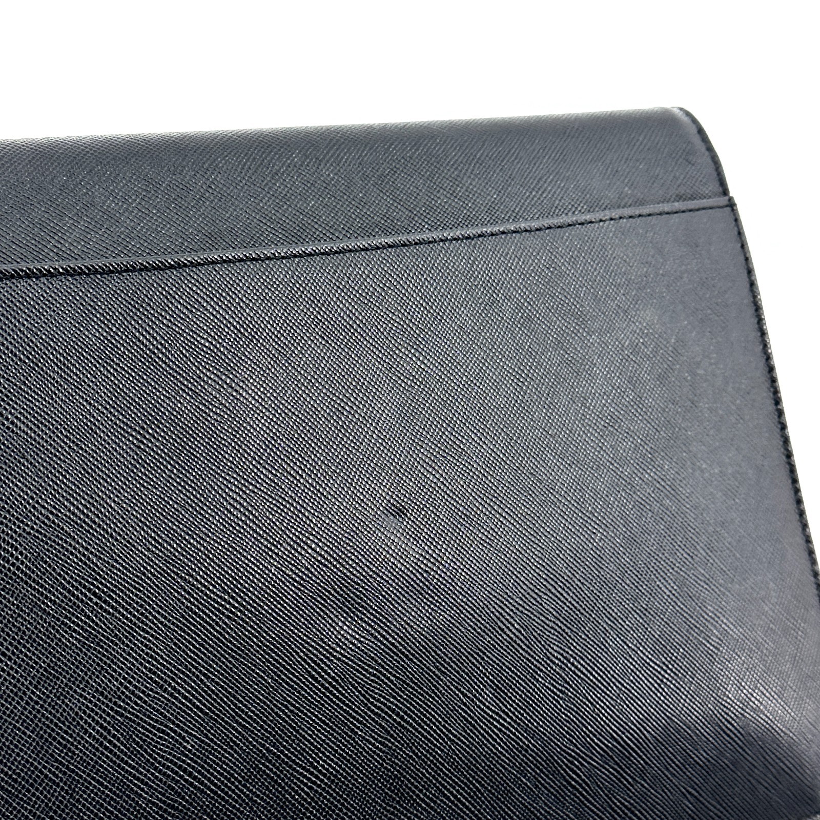 Saint Laurent Black Saffiano Leather Clutch Bag YSL Yves Saint Laurent Authentic