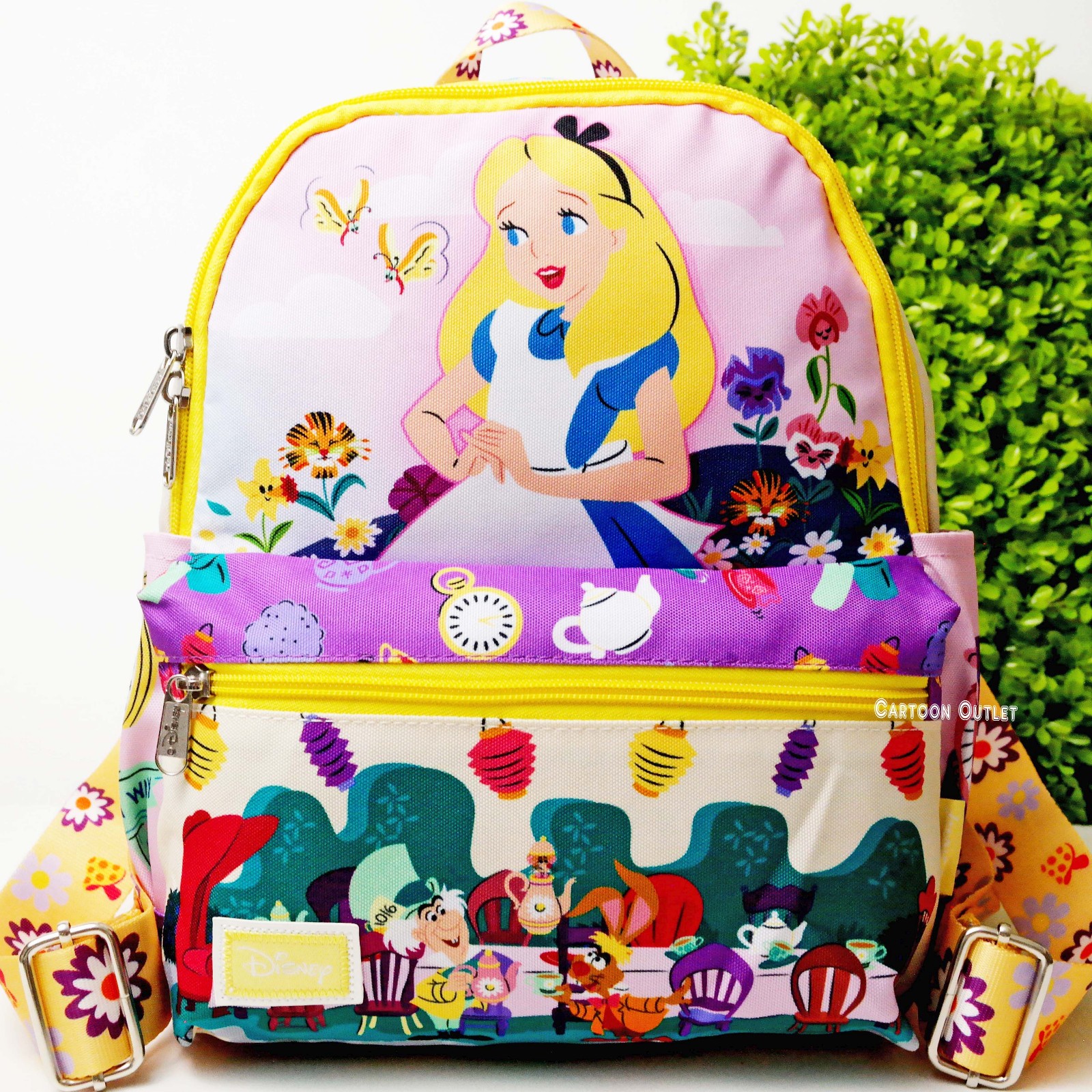 Disney Park Mini Backpack 13″ Alice in Wonderand lady Purse Bag Trending Tea