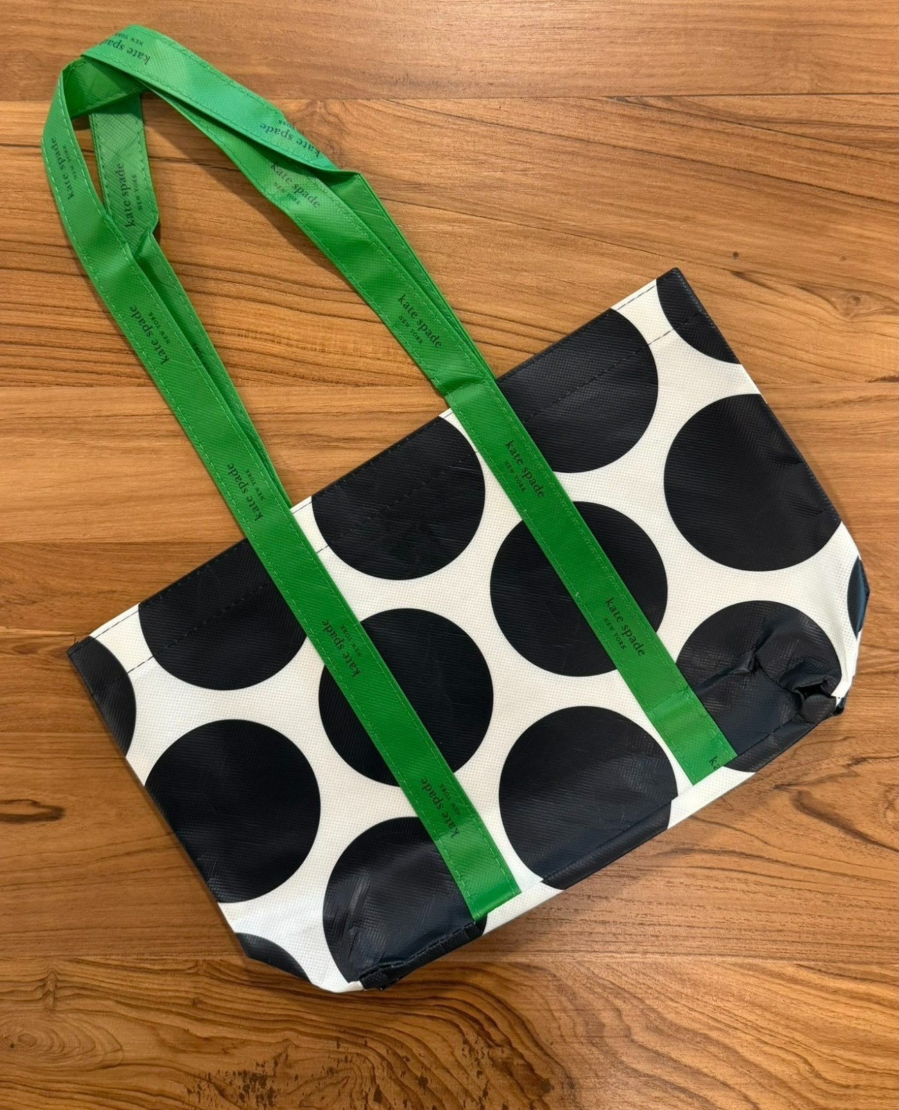 Lot of 35 Kate Spade New York Reusable Black Green Polka Dot Shopping Bag Small
