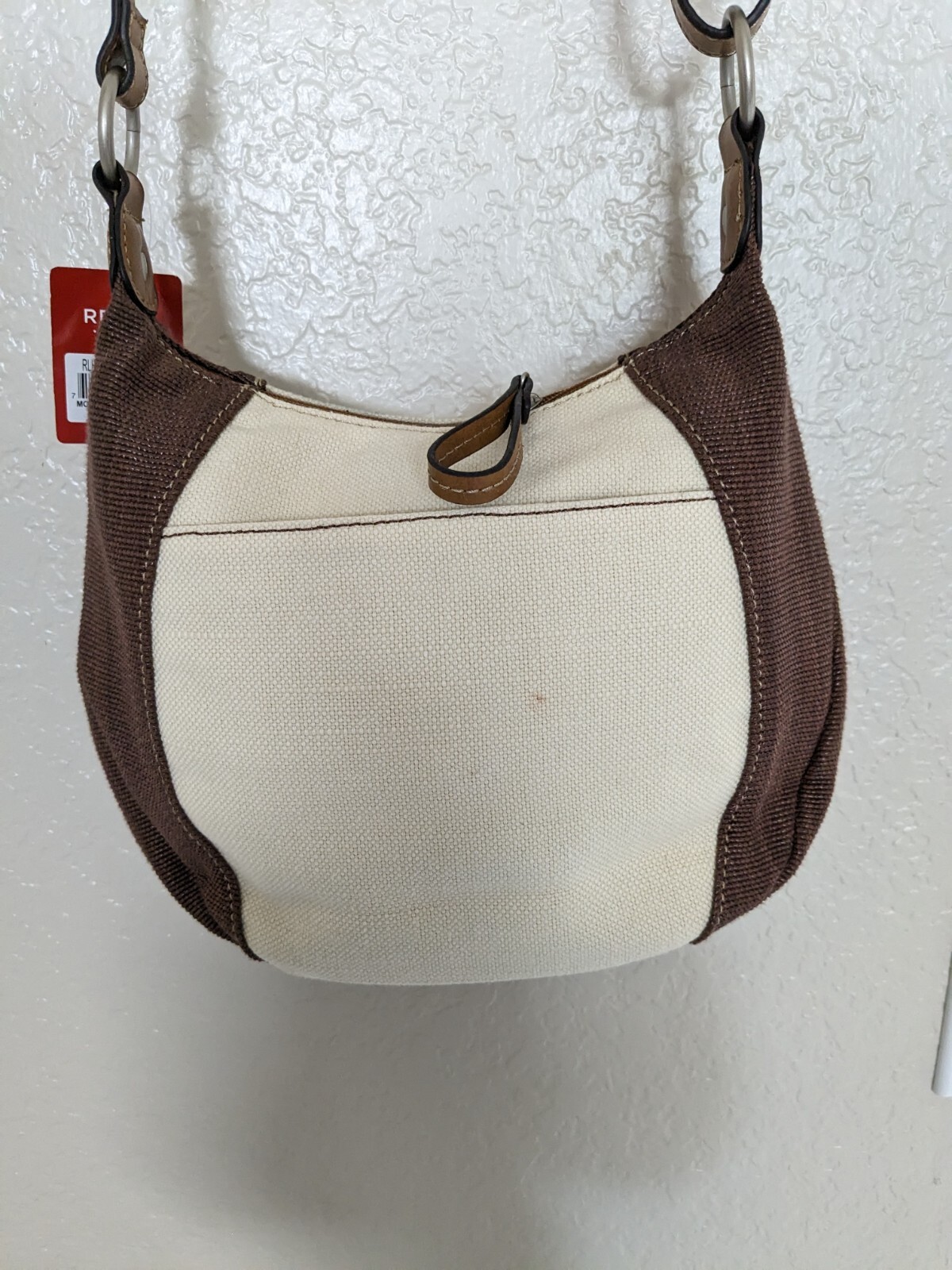 NWT Relic Crossbody Coastal Shoulder Purse Leather Full Zip Brown/Ivory