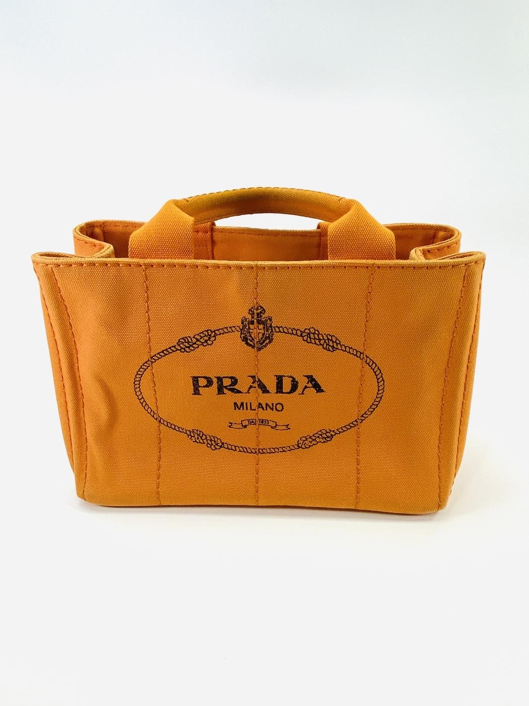 Prada CANAPA Canvas Tote Bag Orange W27.5cm H19cm D14.5cm
