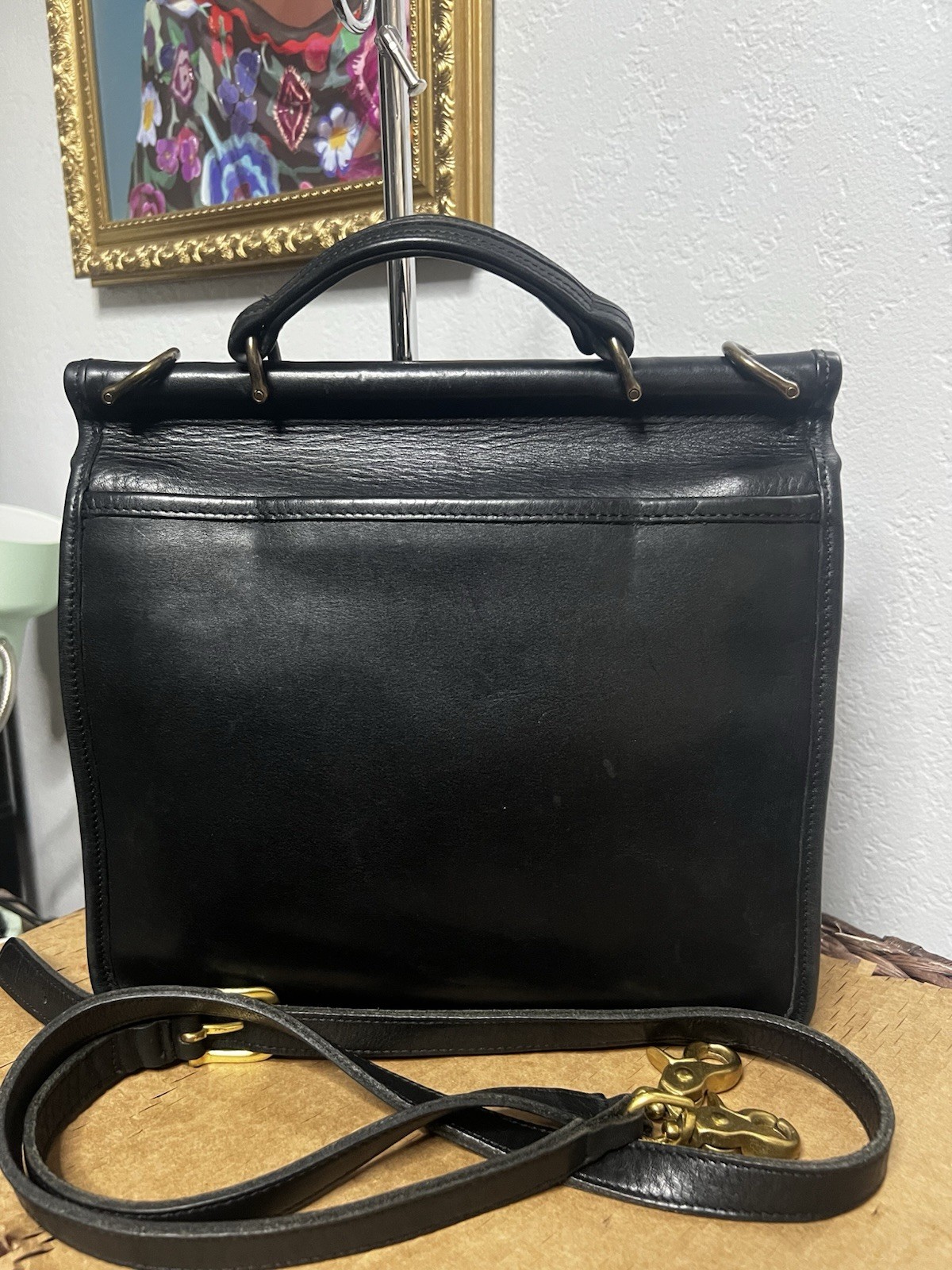 Coach Willis Black Leather Crossbody Satchel Bag Purse Vintage 9927