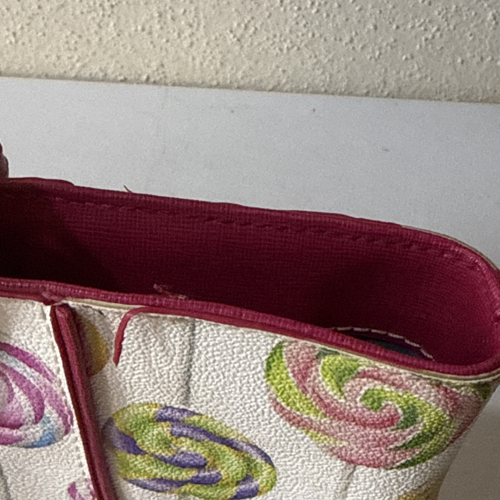Dooney & Bourke White Lollipop Pattern Satchel Purse Handbag RARE Retired HTF