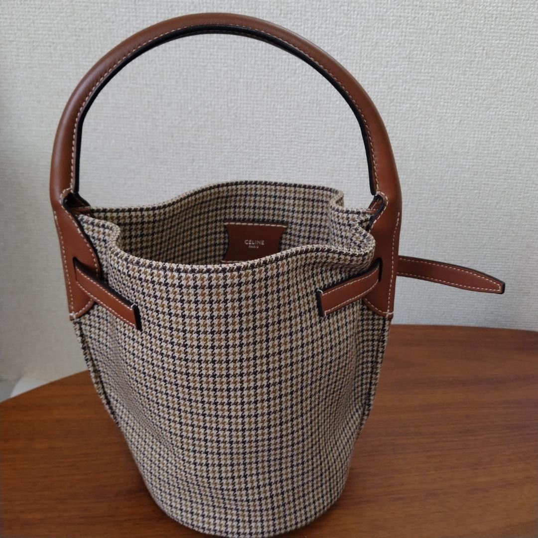 STUNNING CELINE Big Bag Nano Bucket – Plaid Tweed Pattern – Excellent Condition