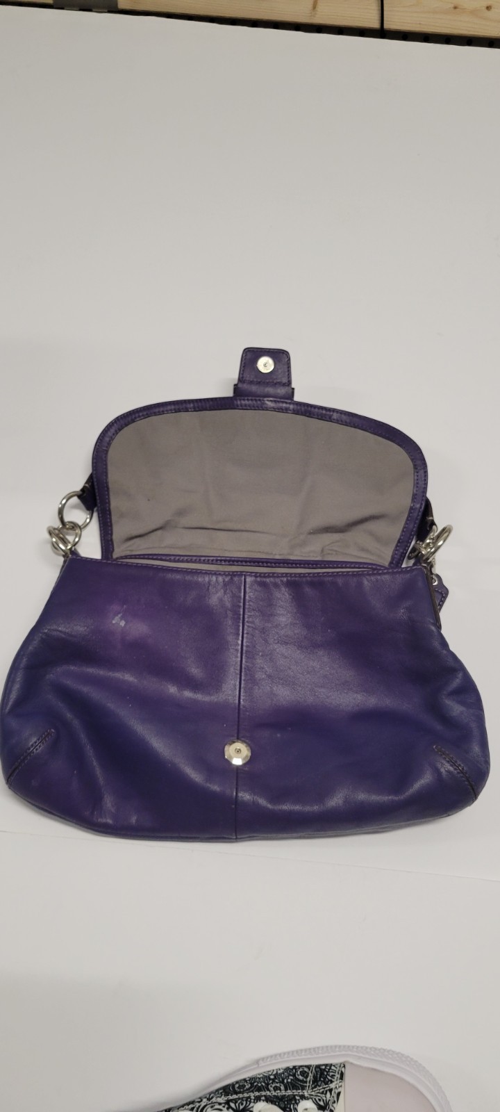 COACH Soho PURPLE GENUINE LEATHER Flap SMALL CROSSBODY BAG W Buckle H1173-F17217