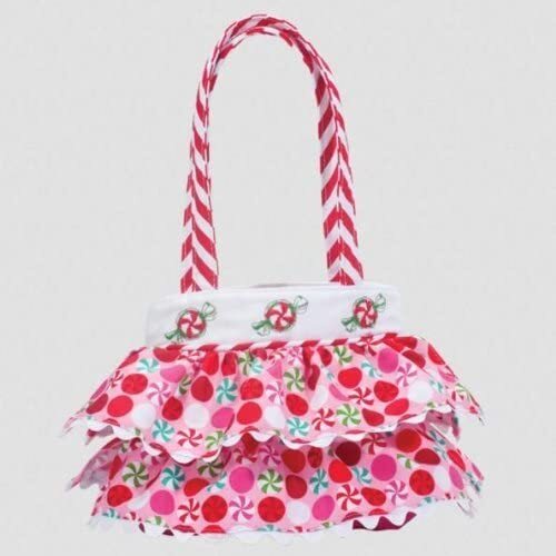 Peppermint Candy Ruffle Tote 8 Inches