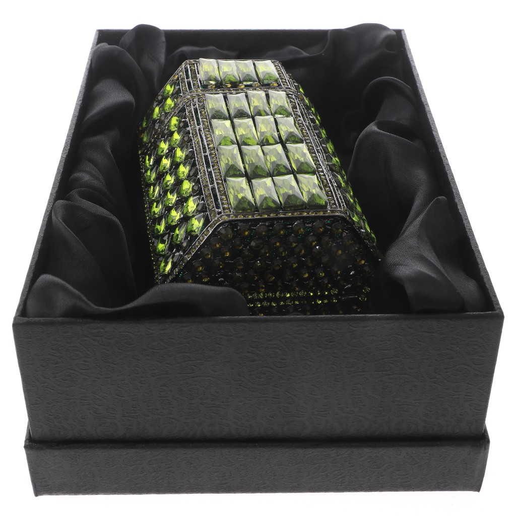 Hermatite Tone Alloy Metal Rhinestone Crystal Clutch Evening Bag HB6299-EME