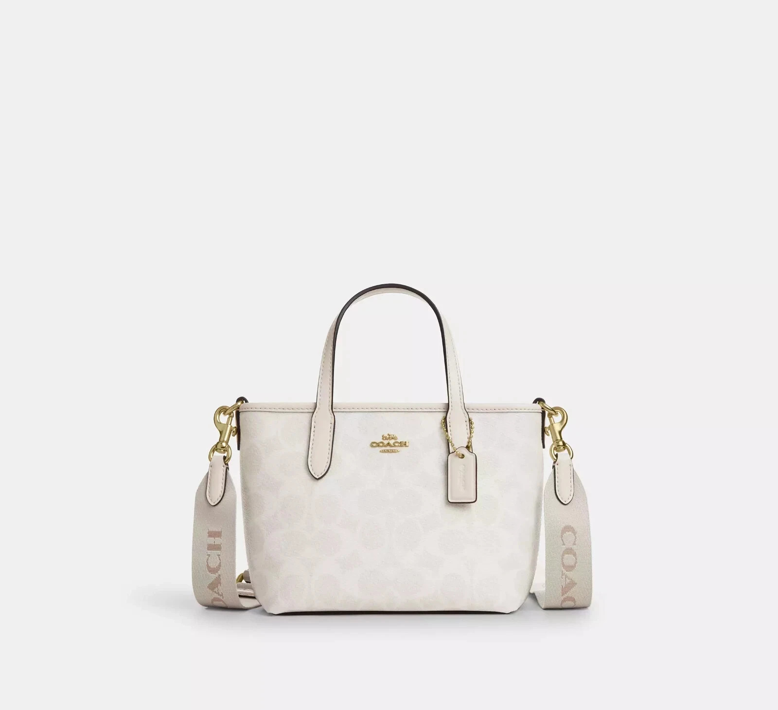 Coach City Mini Tote Bag Crossbody Signature Canvas White/Chalk NWT CW032