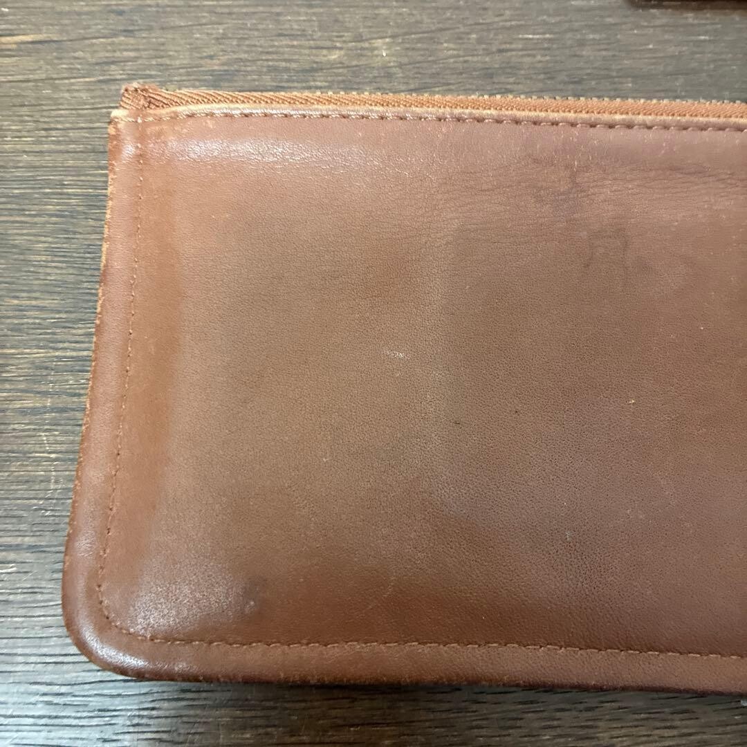 COACH Chunky Case Slim Pouch Vintage Leather Brown Hang Tag Auth