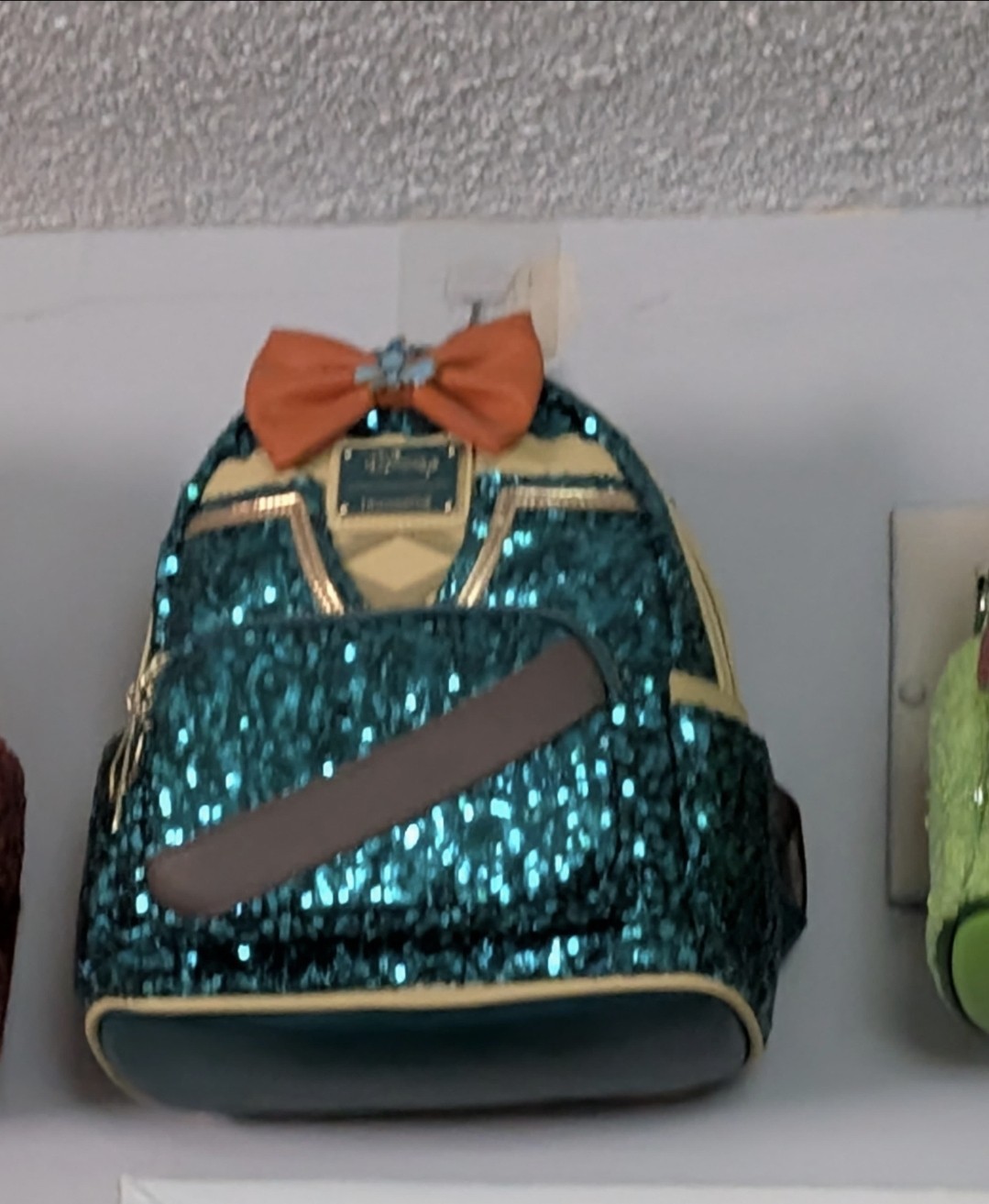 12 Disney Loungefly Sequin Mini Backpack w/ Bow, Zip Closure, Multicolor