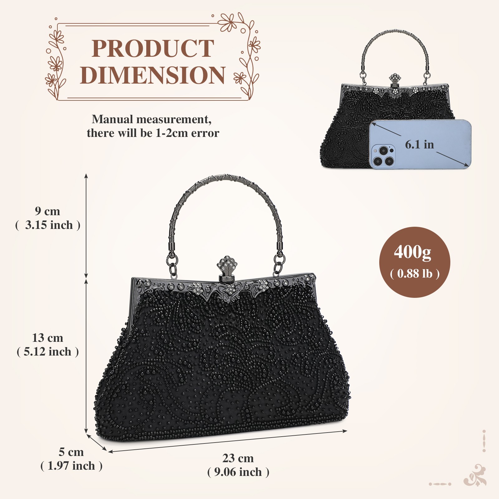 Vintage Beaded Clutch Evening Bags Women Formal Bridal Wedding Clutch Purse Bag