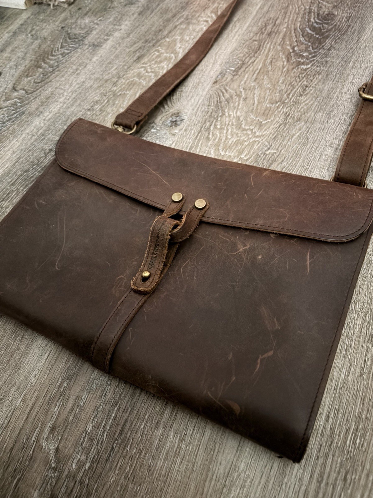 Baseballism Glove Leather Brown Distressed Crossbody Bag w/ Detachable Strap
