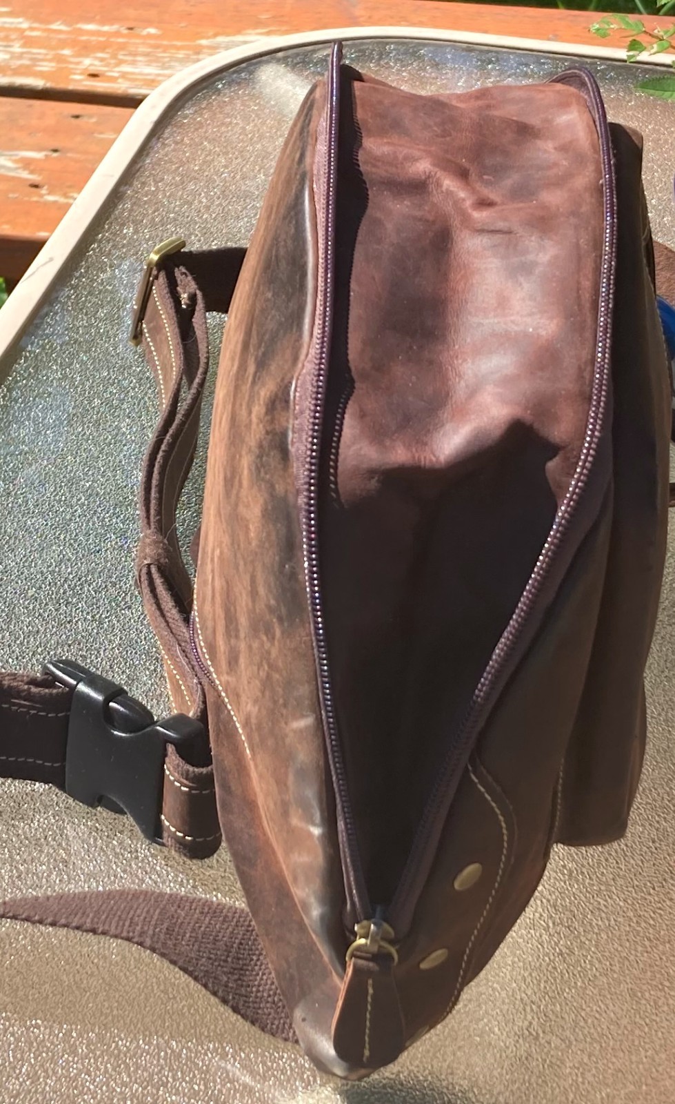 Healthy Back Brown Leather Sling Backpack Crossbody Ergonomic Bag