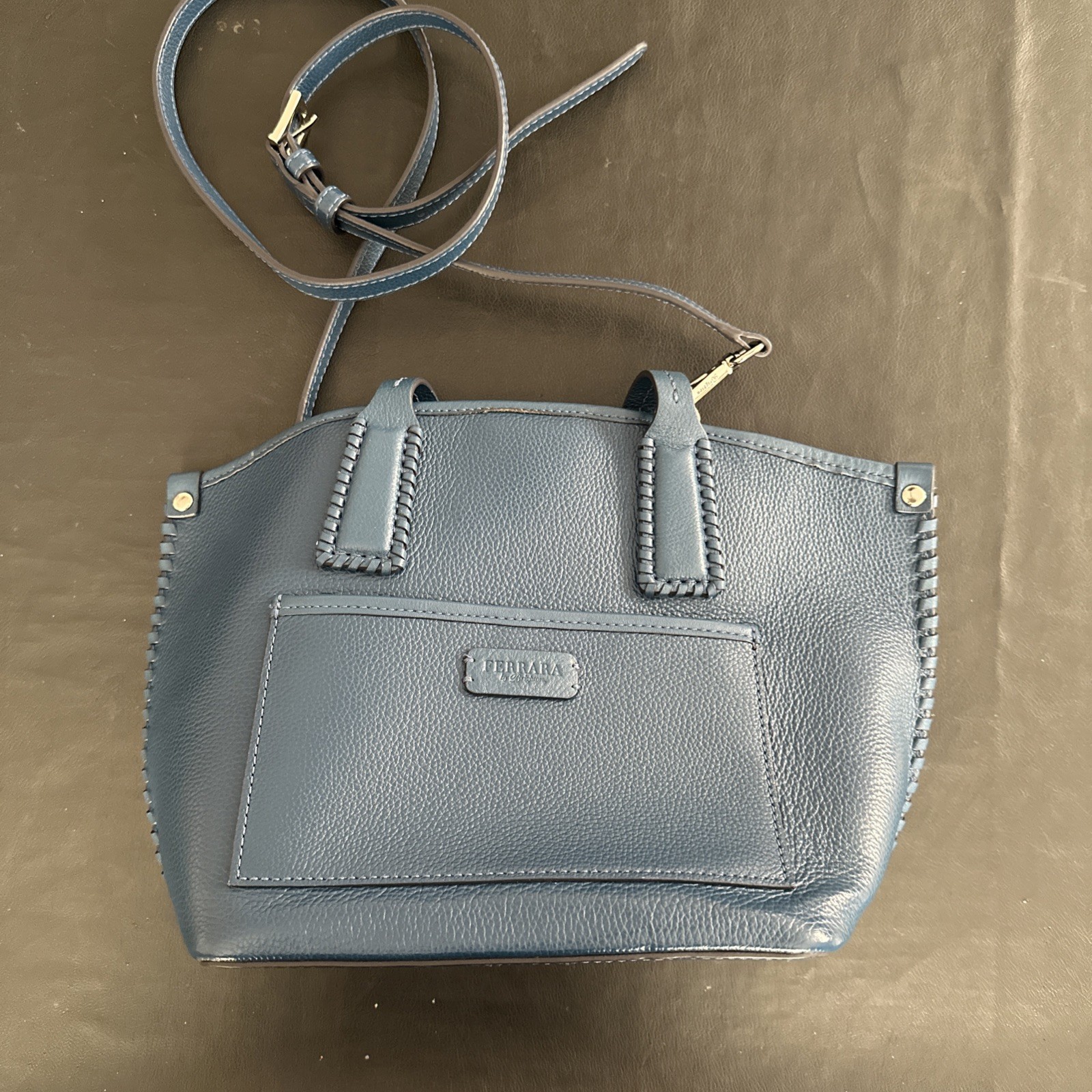 Brighton Ferrara Collection Women’s Leather Shoulder Bag Purse Navy Blue