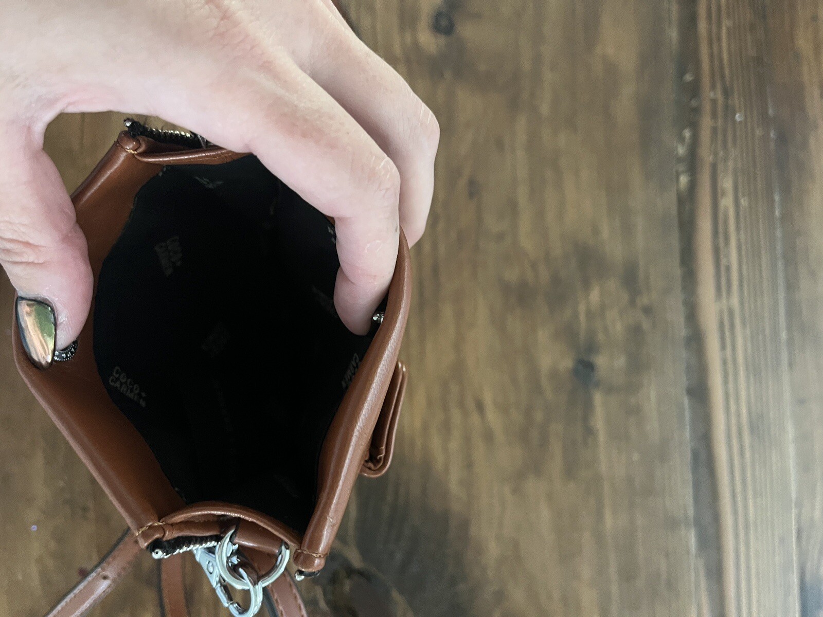 Coco + Carmen Wallet Crossbody Brown Vegan Leather Flat Purse Organizer Bag