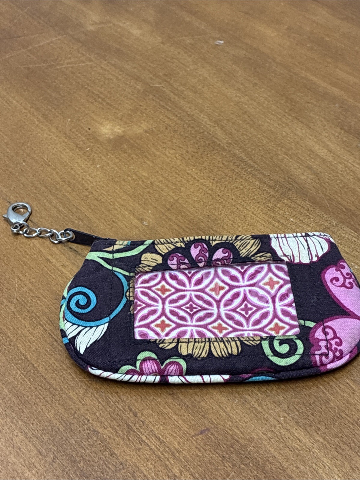 Vera Bradley Zip ID Case in Mod Floral Pink Pattern 3 x 5in