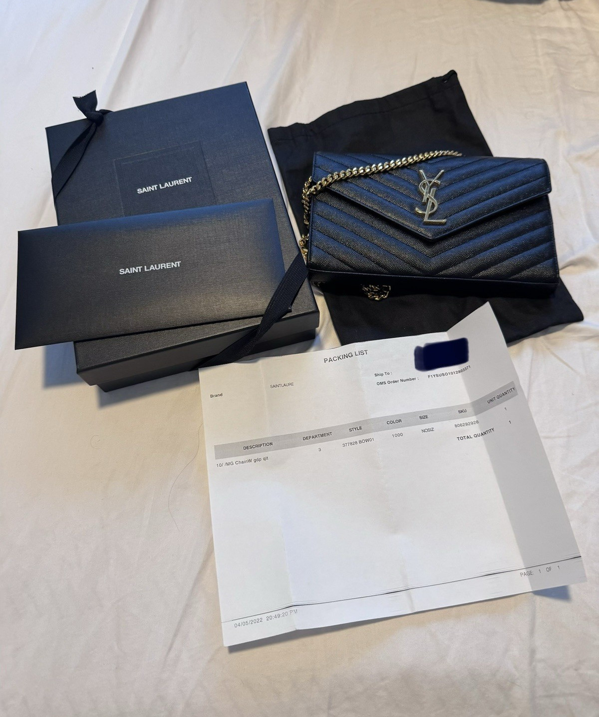 *NWT*Saint Laurent Monogram Cassandre Chain in Grain De Poudre Leather Crossbody