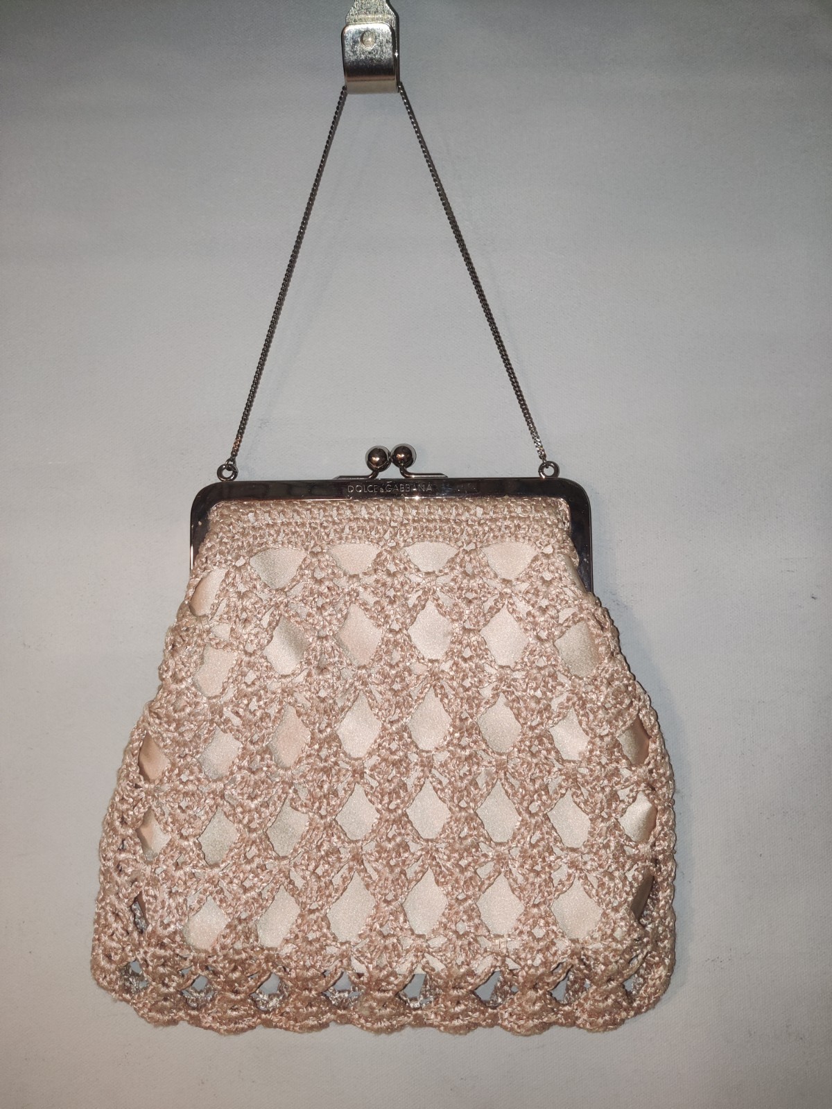 Vintage ’97 Dolce &Gabbana Crochet Kisslock Closure Champagne Mini Evening Bag