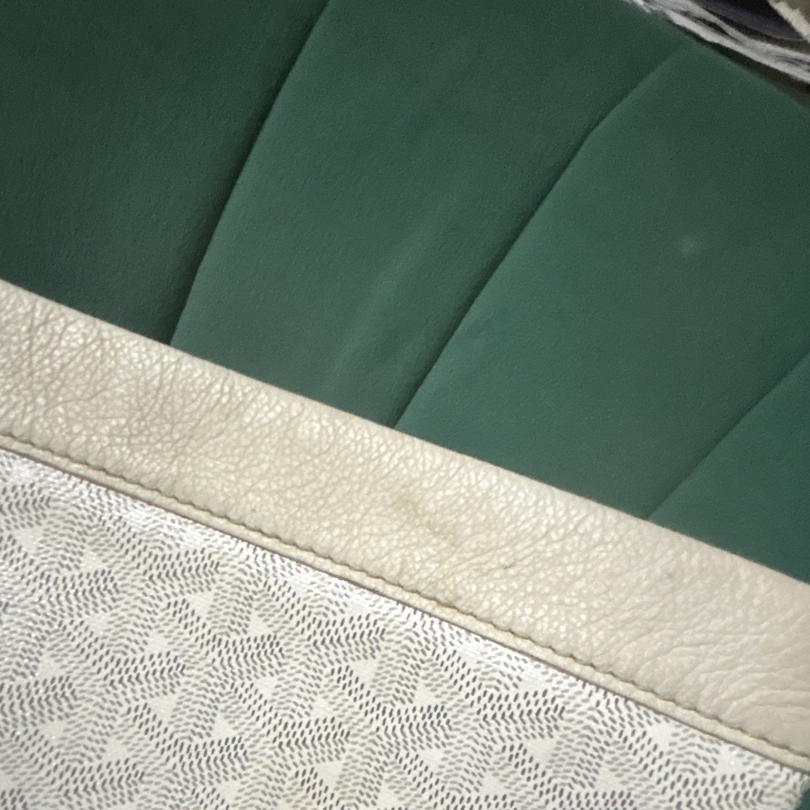 Goyard White Goyardine Zip Wristlet Strap Clutch Pouch, Silver Hardware