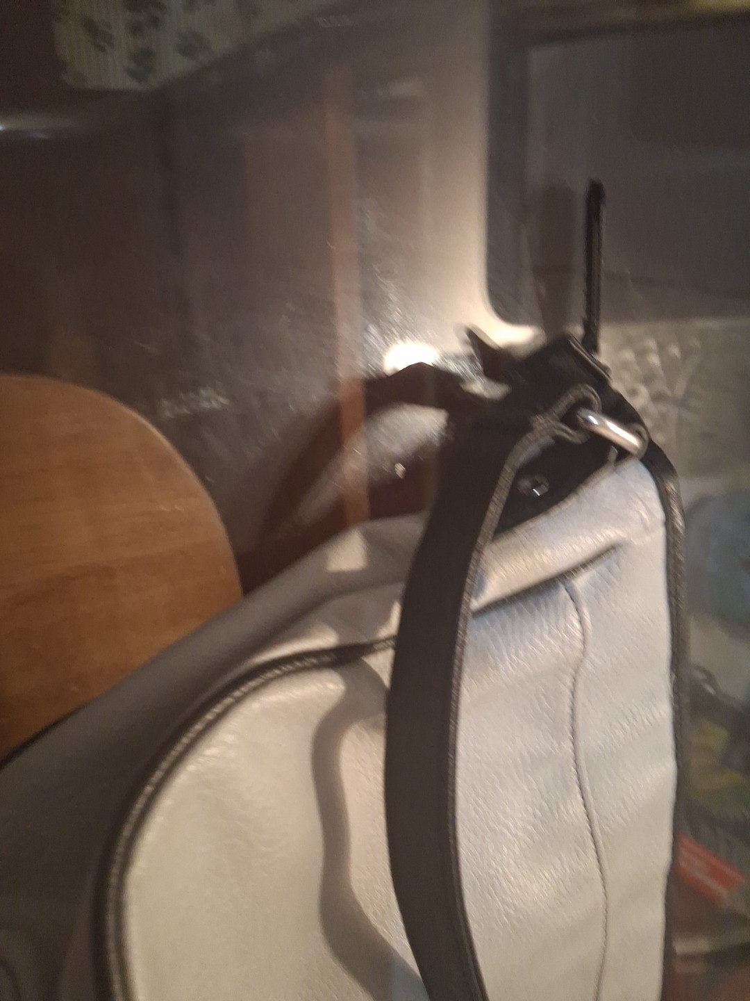 Womans Grey Faux Leather Shoulder Bag