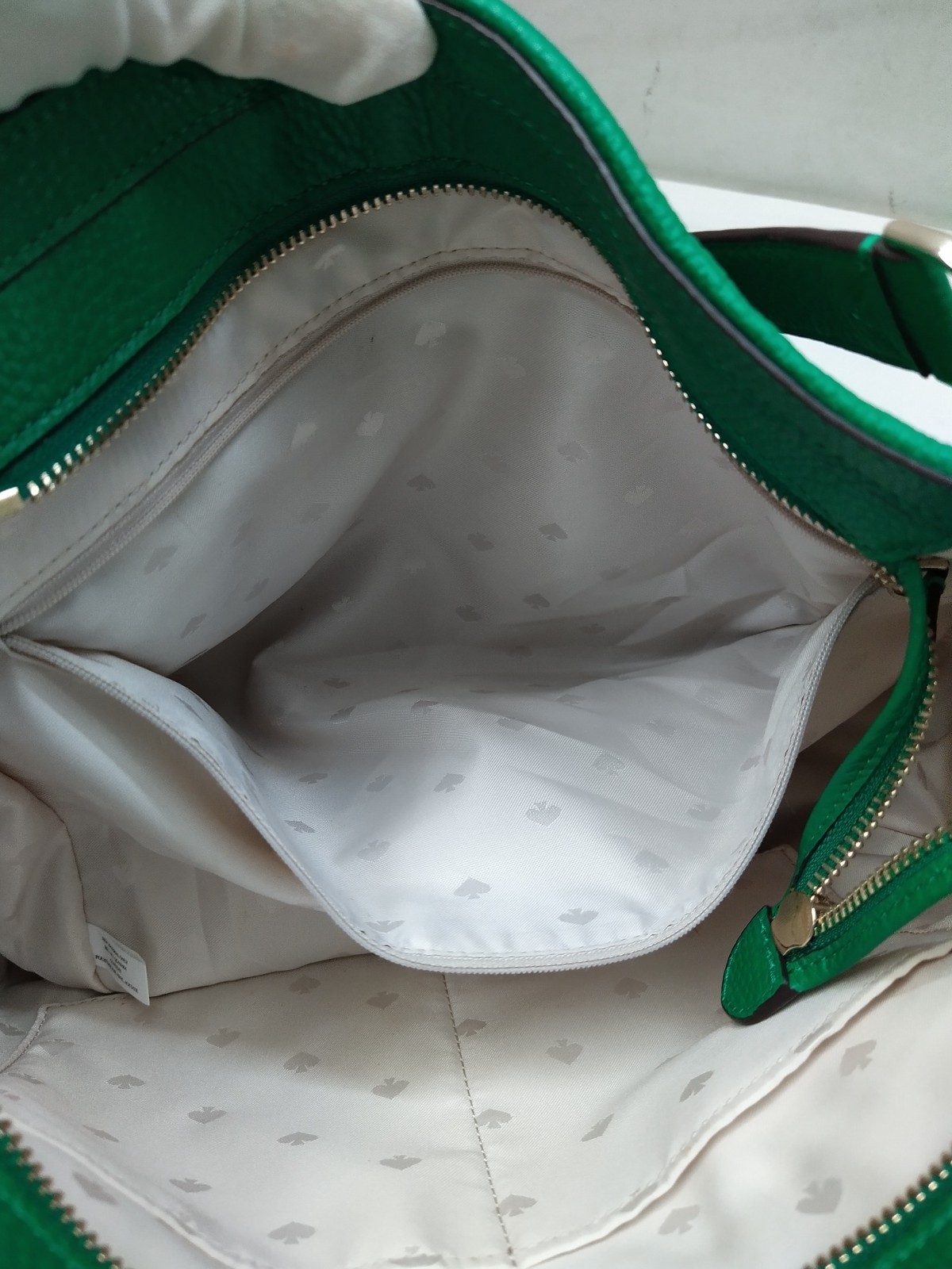 Kate Spade New York Green Pebbled Leather Zipper Closure Hobo Shoulder Bag