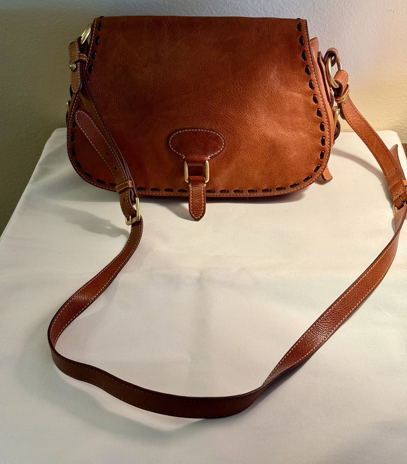 Vintage Dooney & Bourke Equestrian Leather Saddle Shoulder Crossbody Bag