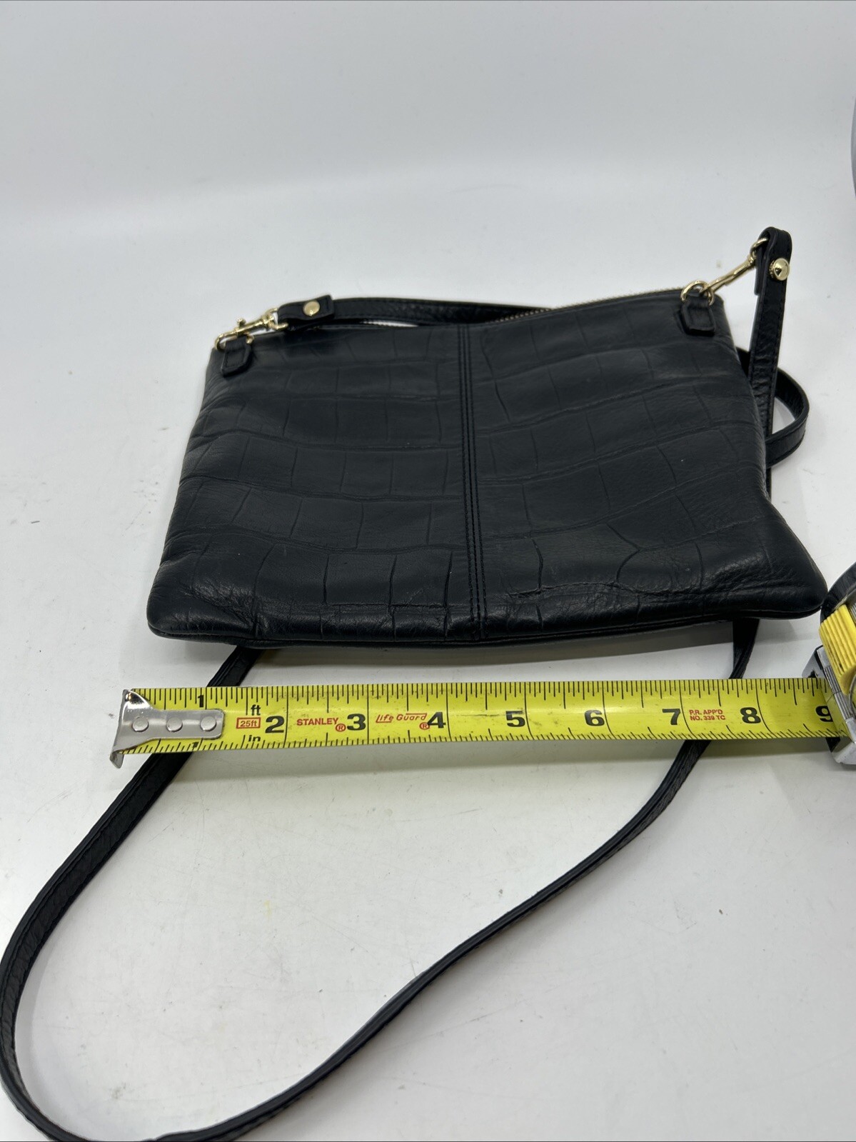~HAYDEN HARNETT Purse Black Leather Convertible Clutch w/Crossbody Strap