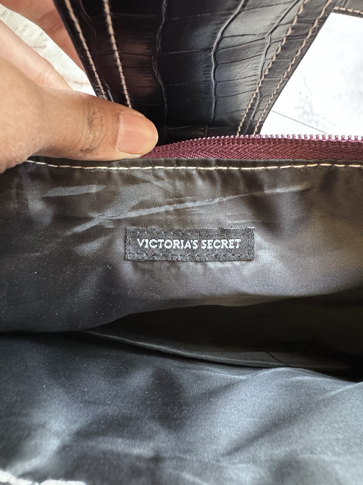 Victoria’s Secret Purple/Black Crescent Shoulder Bag Magnetic Closure Stitching