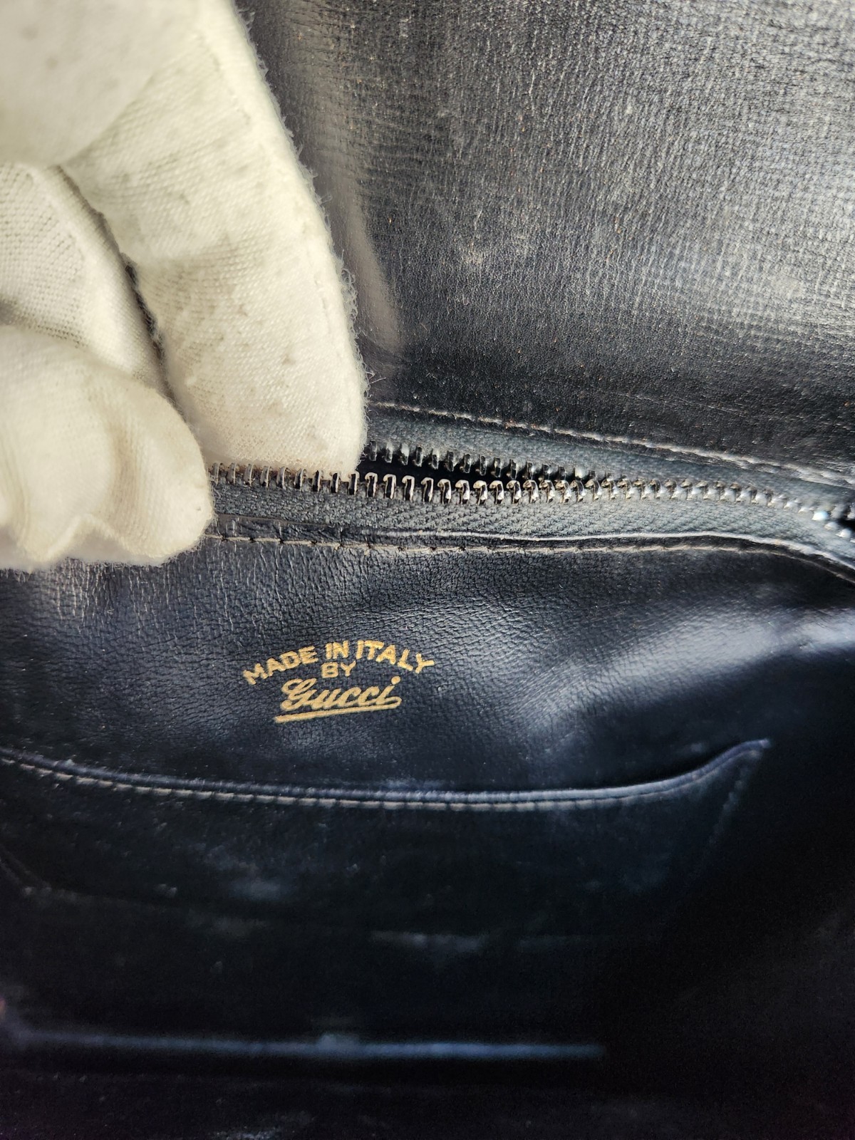 Vintage 1970s Gucci Black GG Canvas Interlocking Logo Structured Shoulder Bag