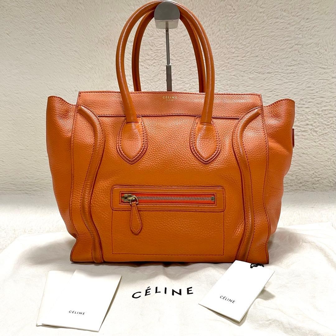 CELINE Luggage Mini Shopper Orange With Tag Bag