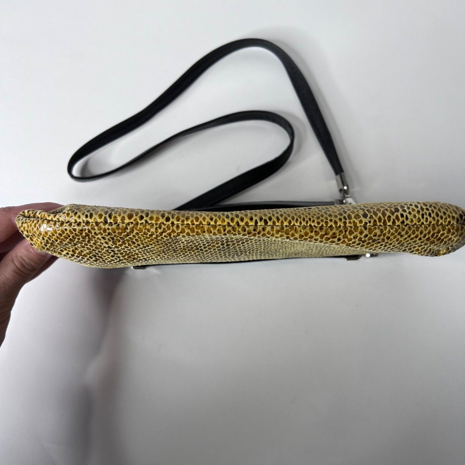 Due Fratelli Handbag Clutch Snakeskin Leather Tan Black Small Purse