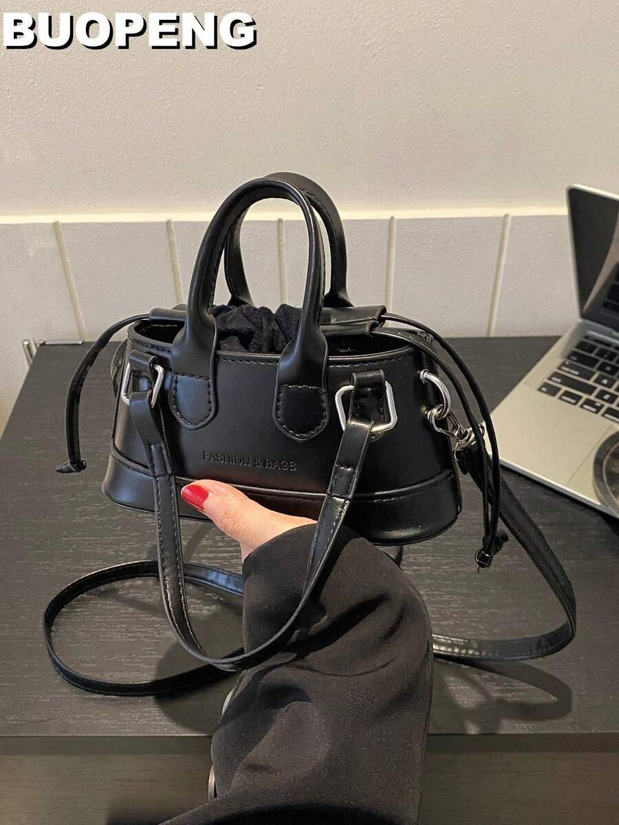 Mini Croc Embossed Bucket Bag Women Drawstring Novelty Crossbody Shoulder