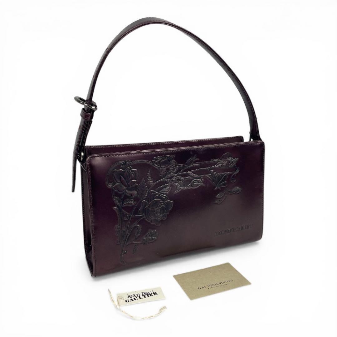 Jean Paul Gaultier New Rose Handbag 15cm Leather Purple Color