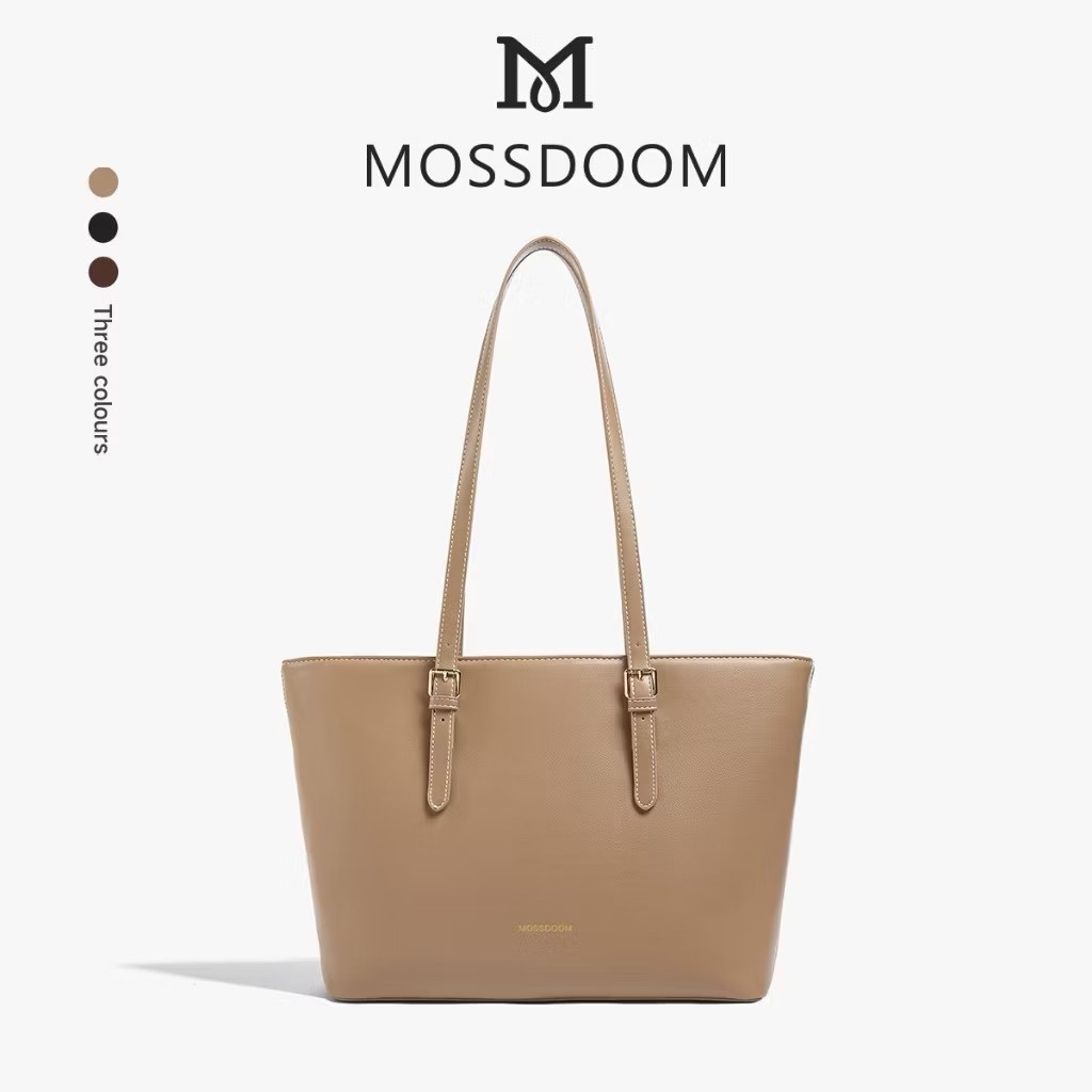 Classic Shoulder Beige Business Bag MOSSDOOM Leather Handle Purse Tote Women Bag