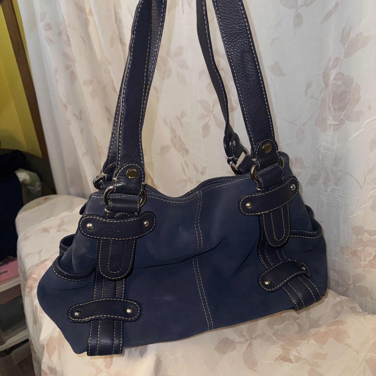 Tignanello Soft leather blue shoulder handbags Brand New
