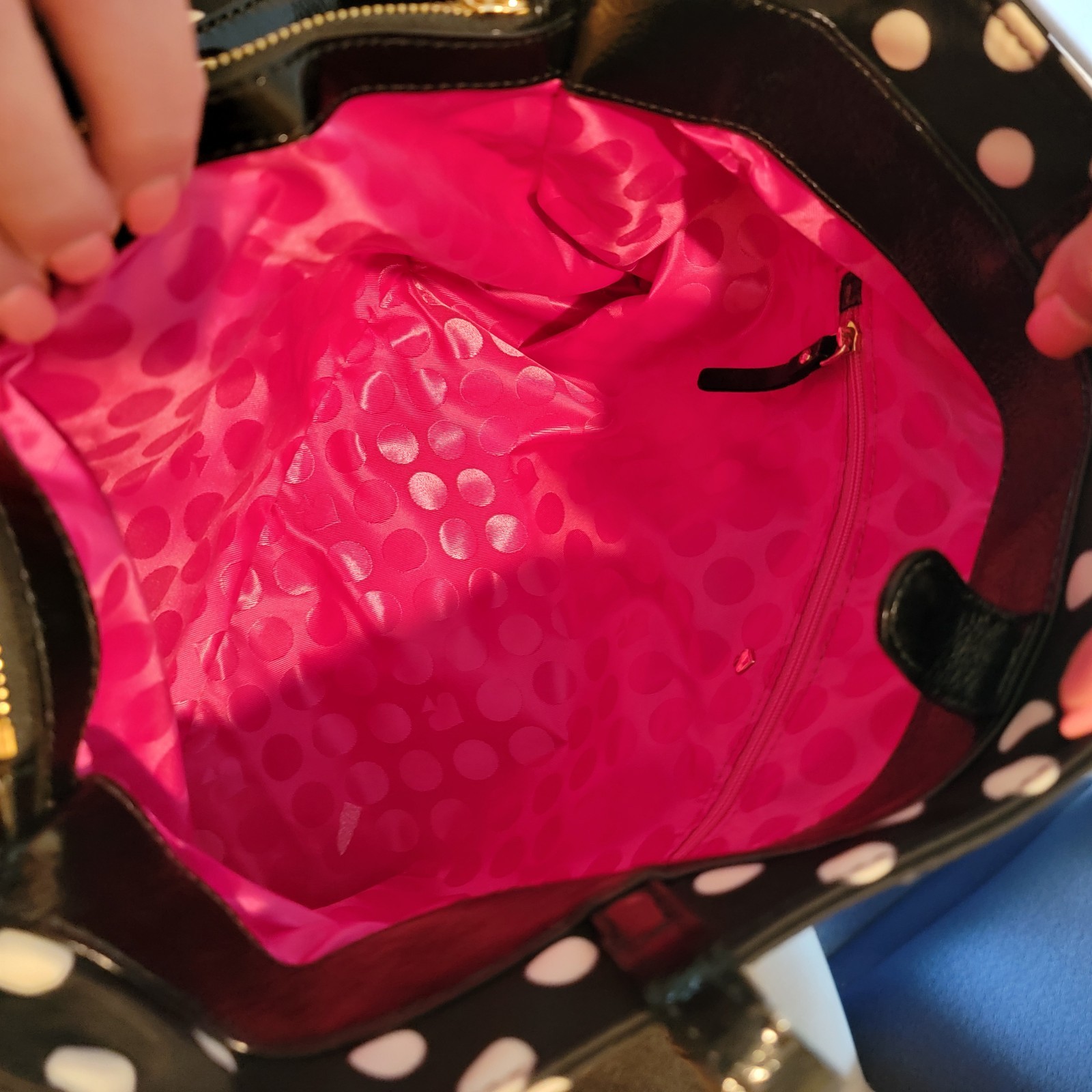 Kate Spade West Valley Maryanne Polka Dot Tote Nylon Patent Bag With Dust Bag
