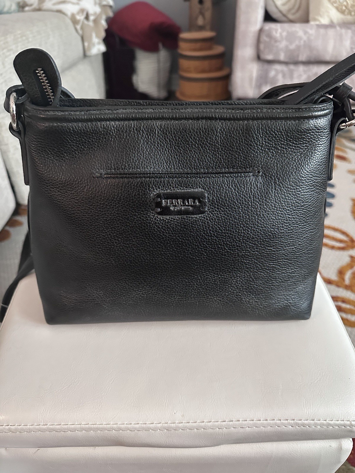 BRIGHTON FERRARA COLLECTION LORELLA BLACK LEATHER SHOULDERBAG SATCHEL