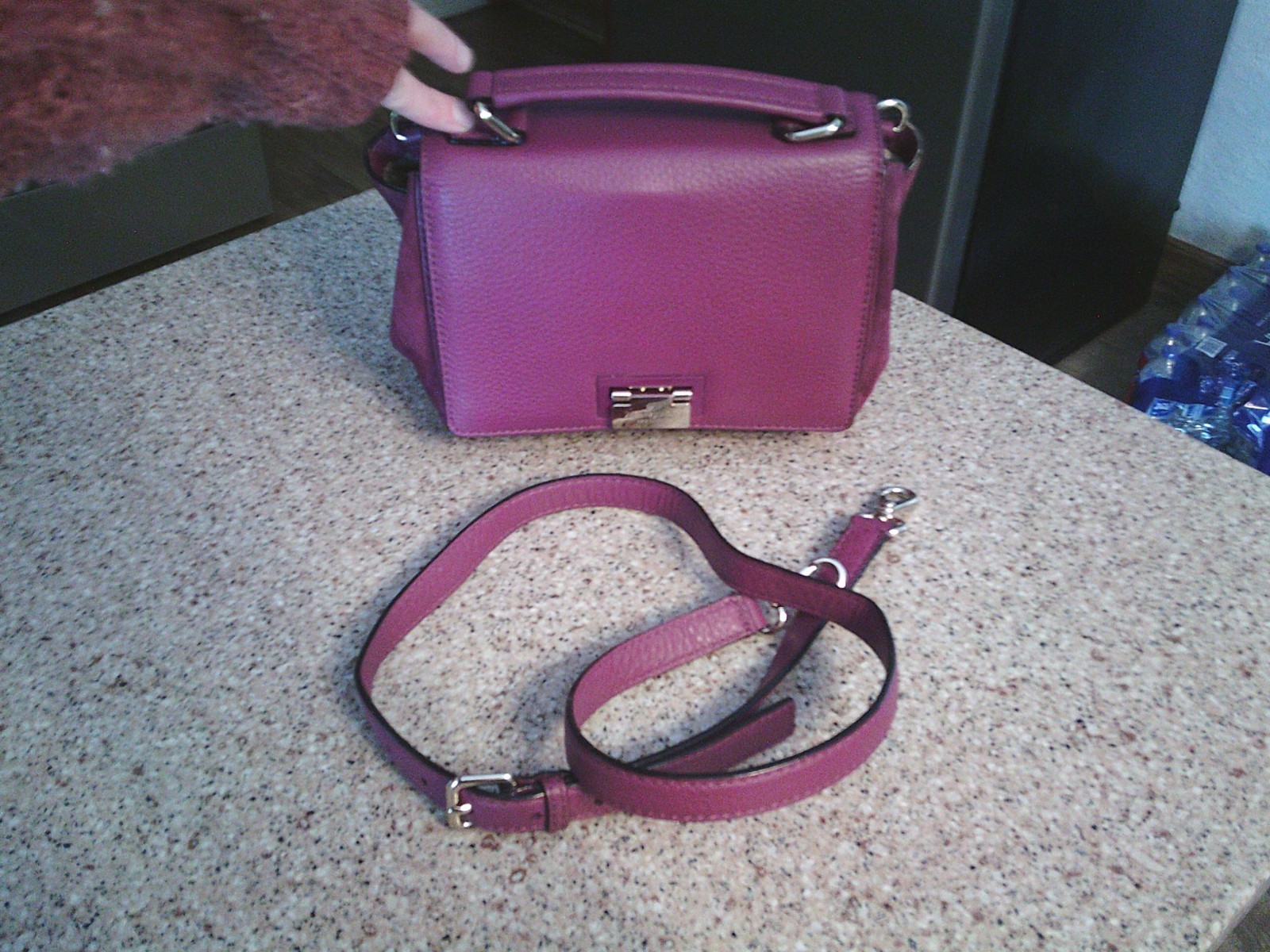 KATE SPADE PLUM COLORED LEATHER AND SUEDE MAGNOLIA LAUREL BAG