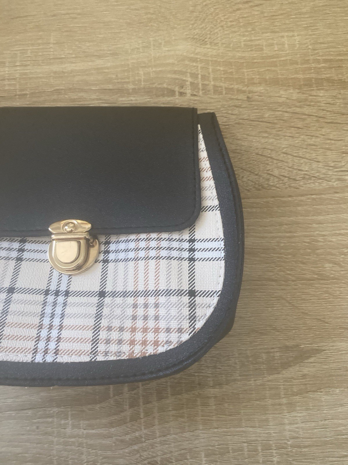 Black & Beige Plaid Small Clutch Purse