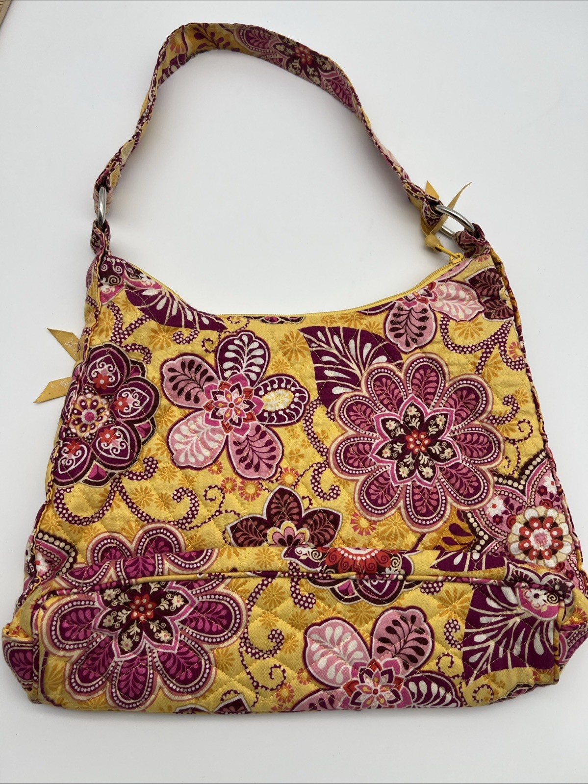 Vera Bradley Lisa B Hobo Shoulder Bag Purse Bali Gold Yellow Purple Zip Pockets