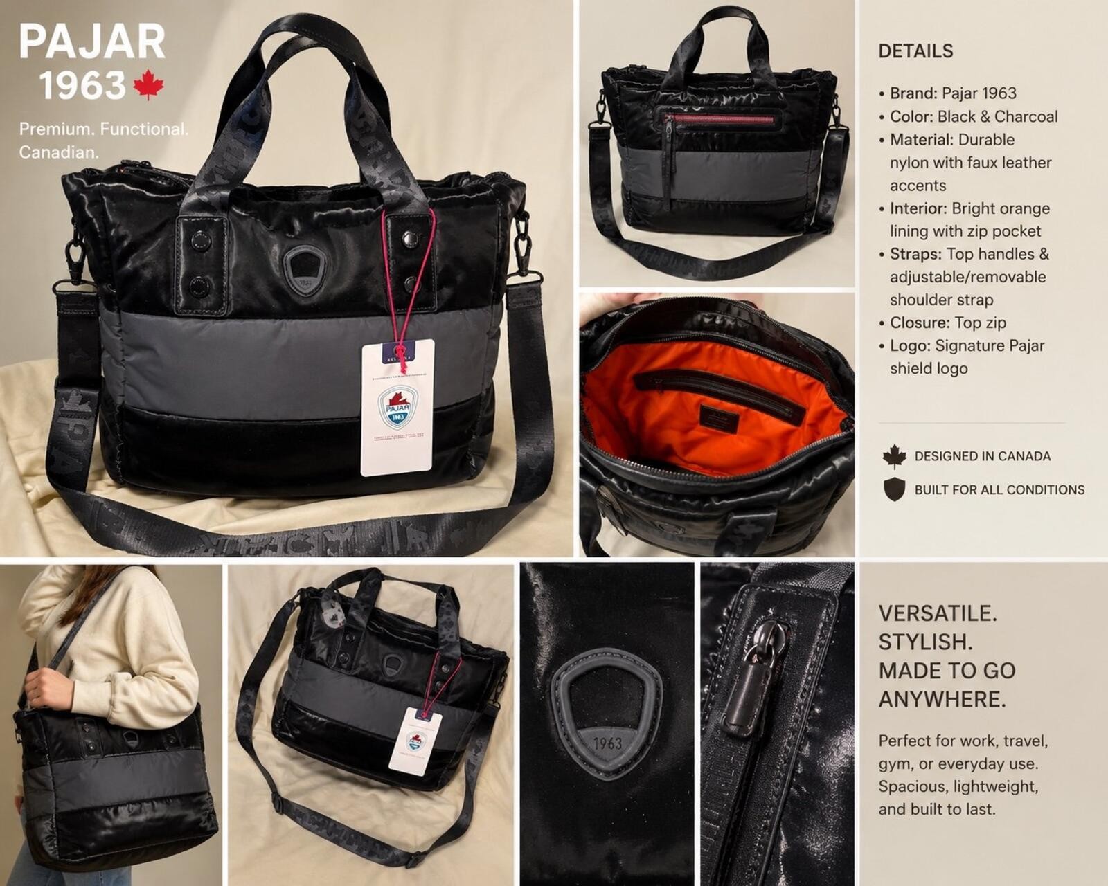 Brand new Pajar 1963 padded tote/crossbody bag