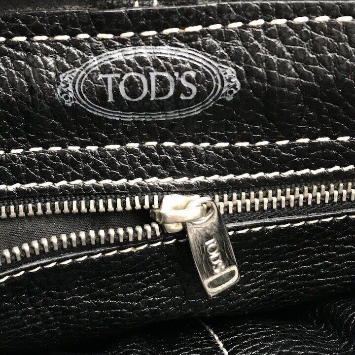Tods Black Leather Shoulder Hand Bag Tote Purse Women Italy Luxury 27cm 19cm