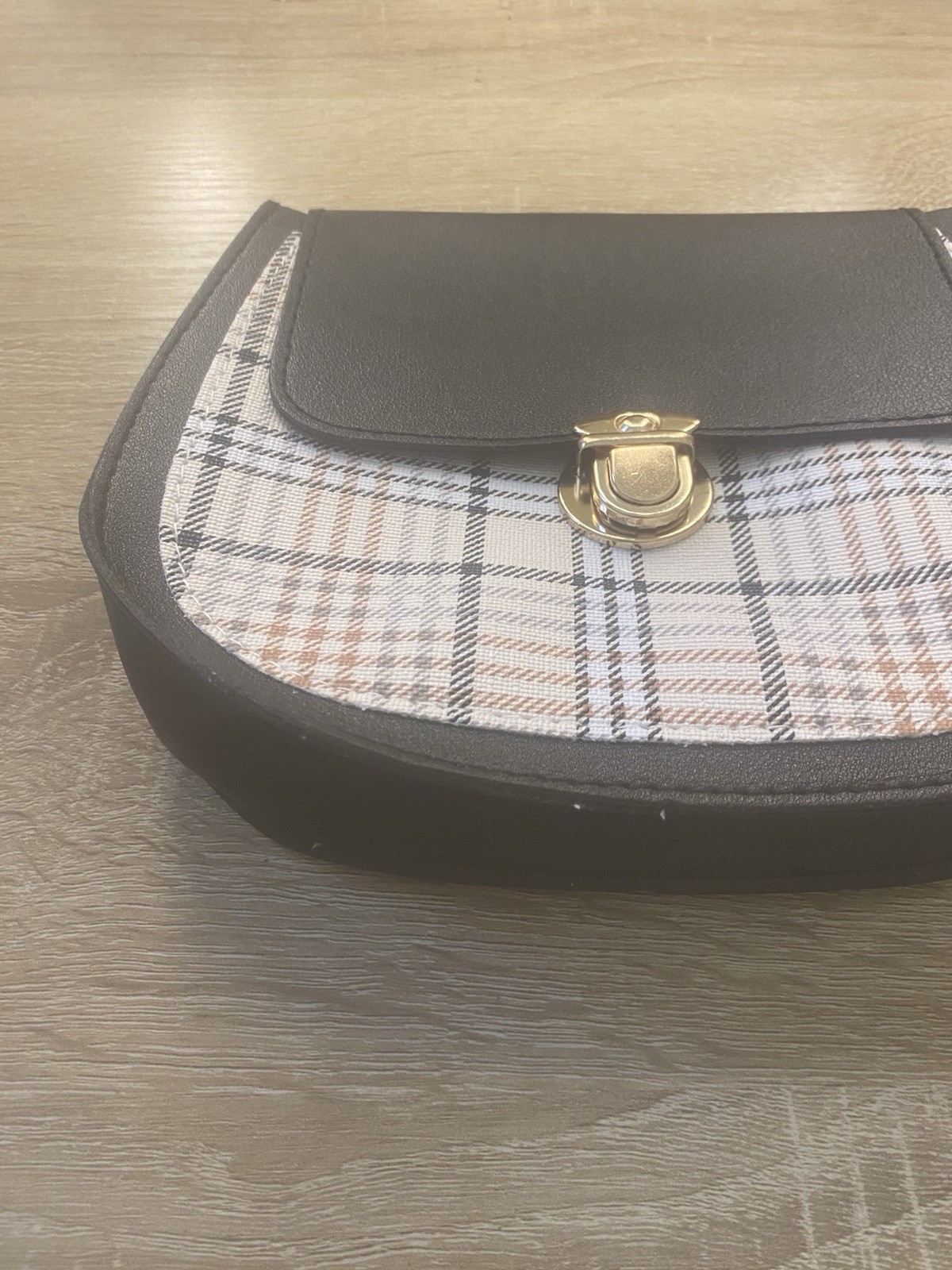 Black & Beige Plaid Small Clutch Purse